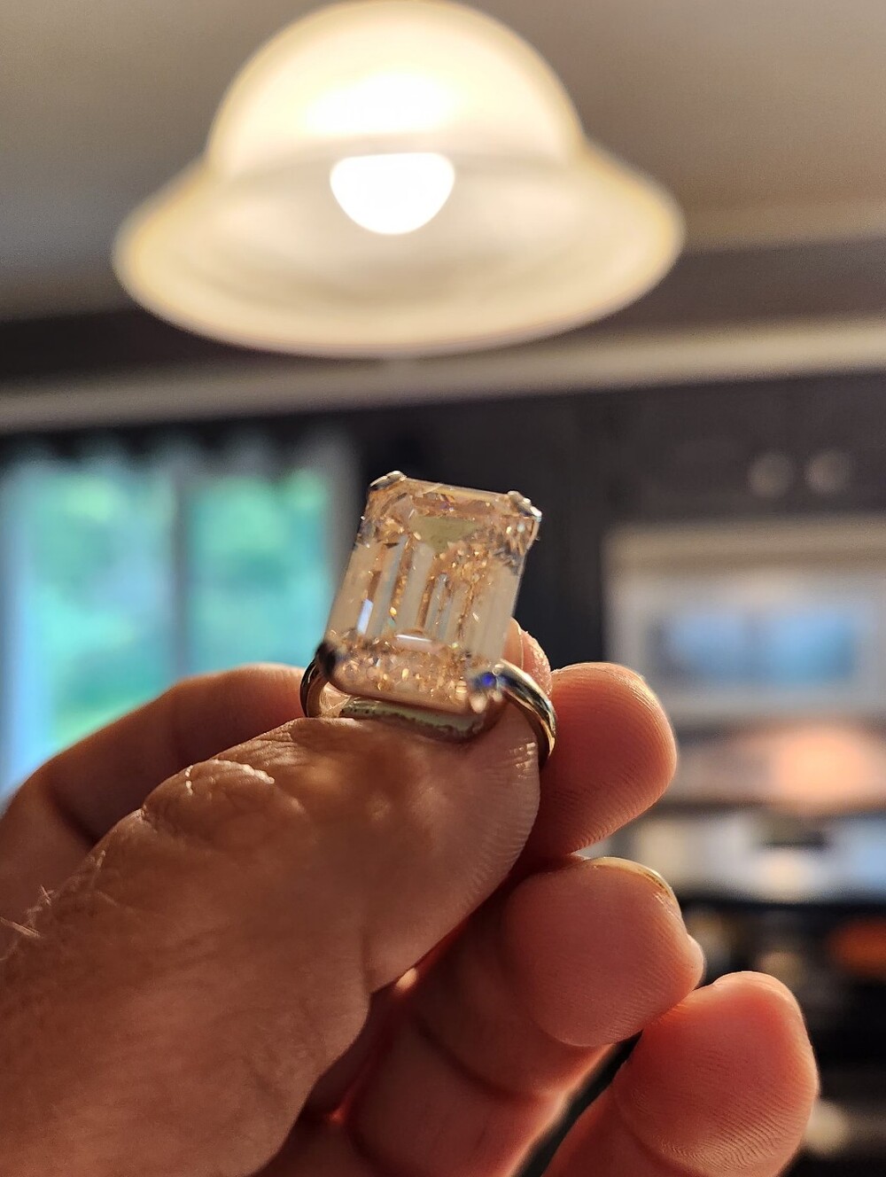 HUGE 13 CARAT PINK EMERALD DIAMOND 14KT GOLD RING!